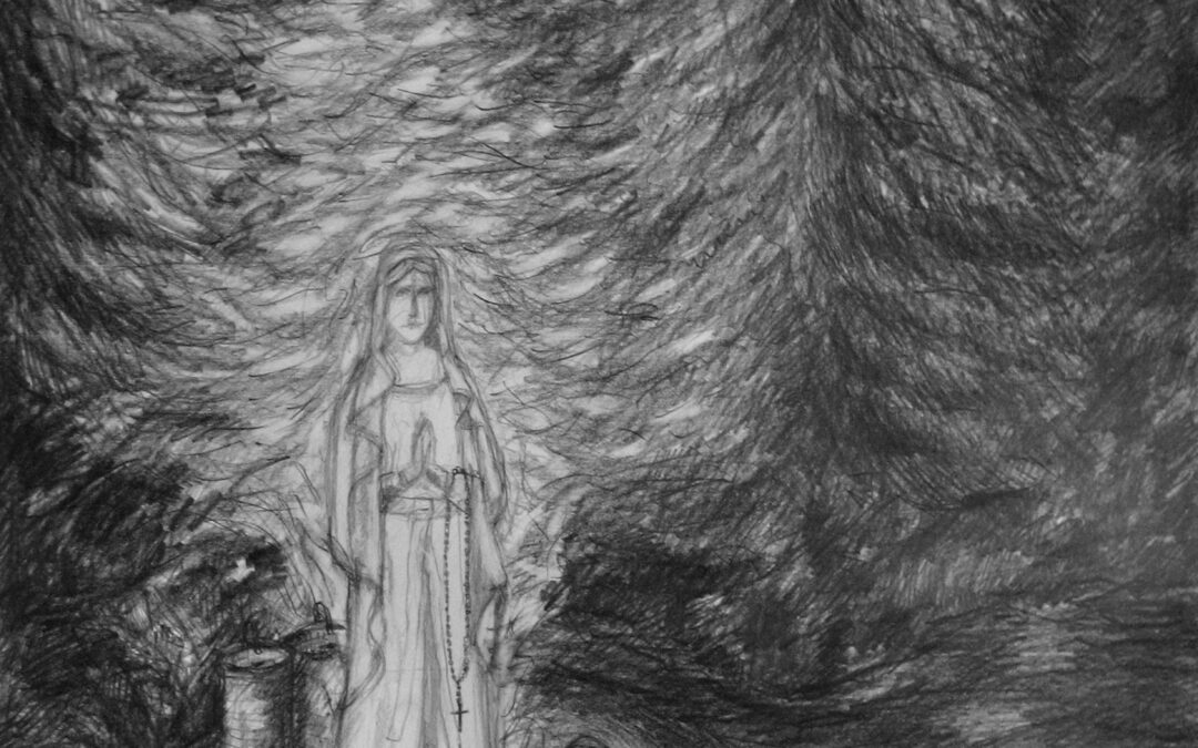 Woman Kneeling for Holy Virgin Mary