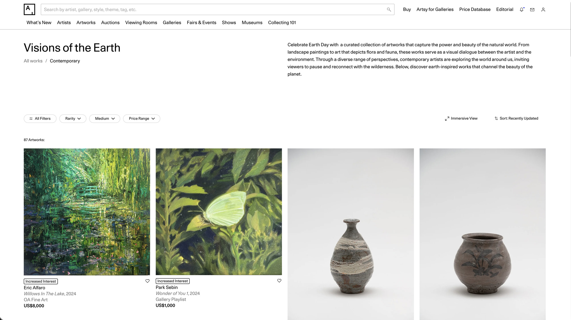 CURATED SELECTION, Artsy, ‘Visions of the Earth’